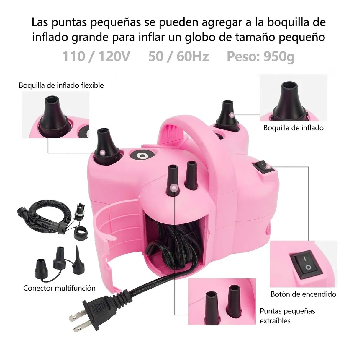 Foto 3 pulgar | Inflador Eléctrico Malubero color Rosa