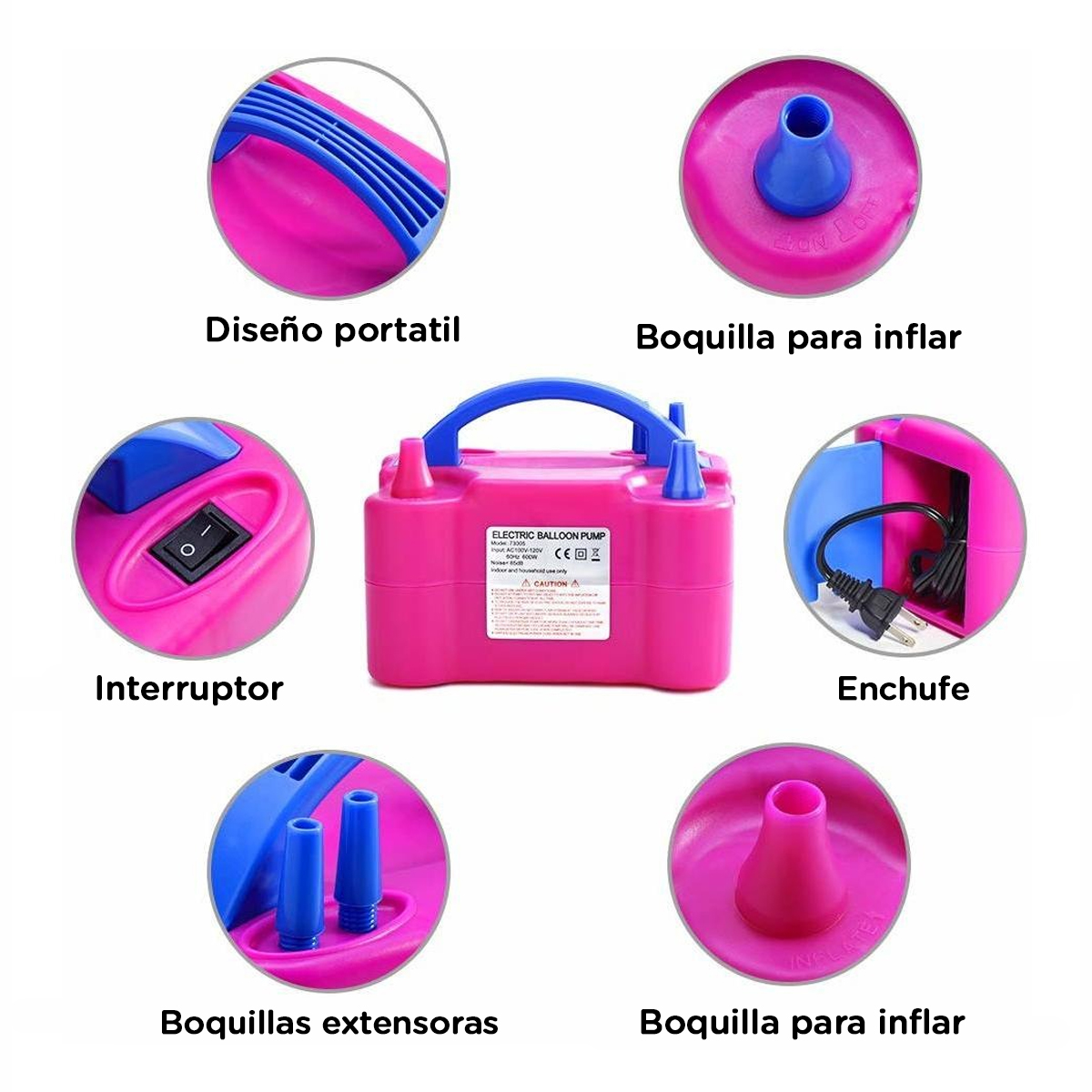 Foto 4 pulgar | Bomba se Inflar Globos Eléctrica Doble Tiktik y 50 Globos Cromados