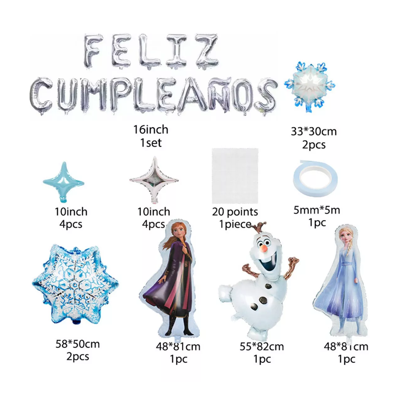 Foto 3 pulgar | Kit de Fiesta BELUG Frozen Elsa Olaf Decoración Globos de Cumpleaños Multicolor