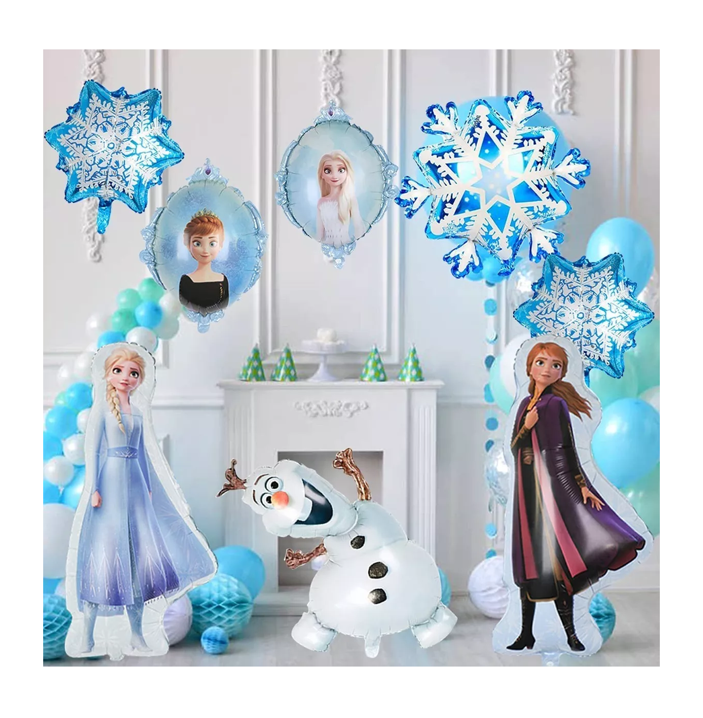 Foto 6 pulgar | Kit de Fiesta BELUG Frozen Elsa Olaf Decoración Globos de Cumpleaños Multicolor