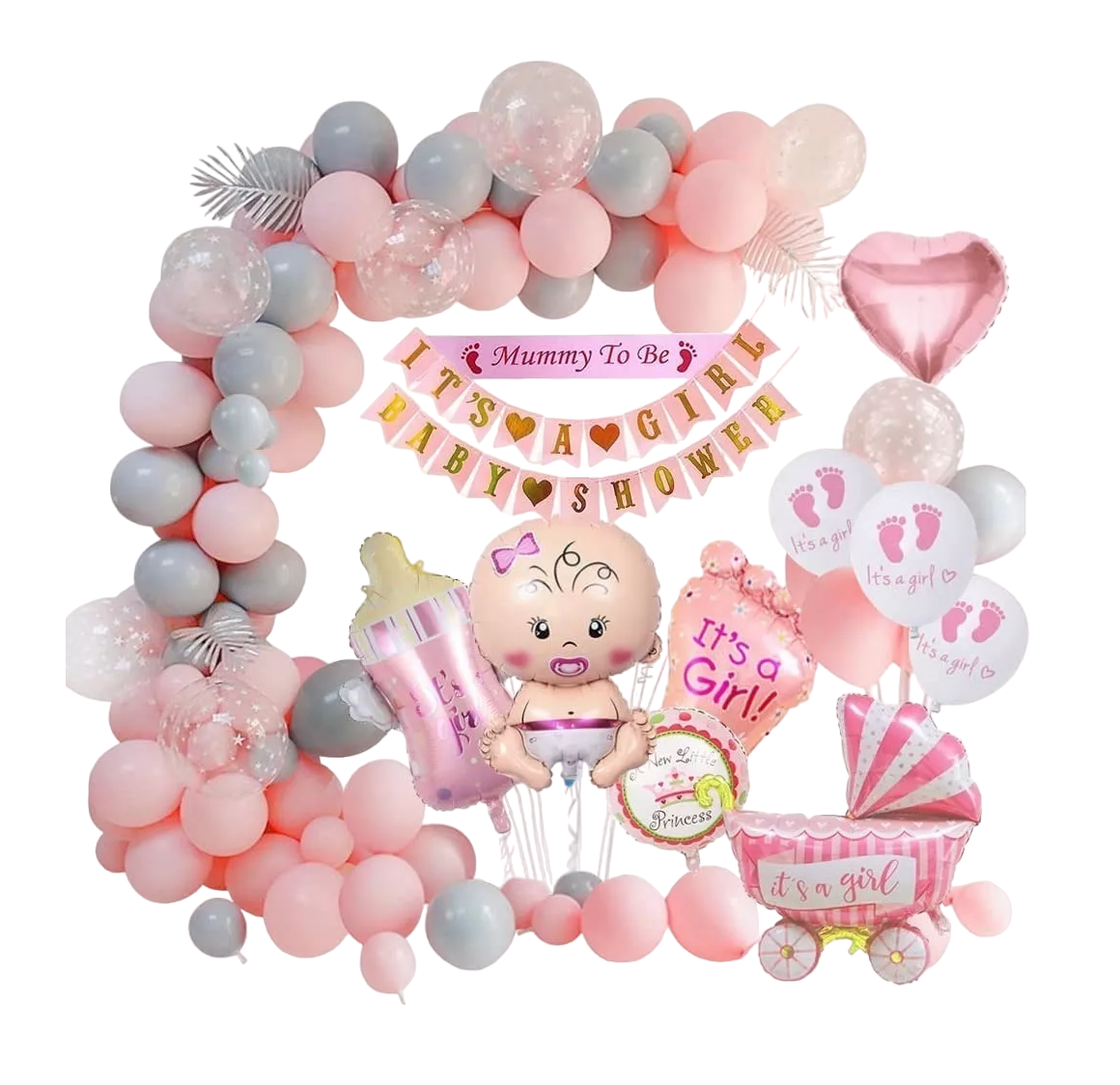 Baby Shower Niñas BELUG Decoraciones Globos color Rosa de Bebé para Niña