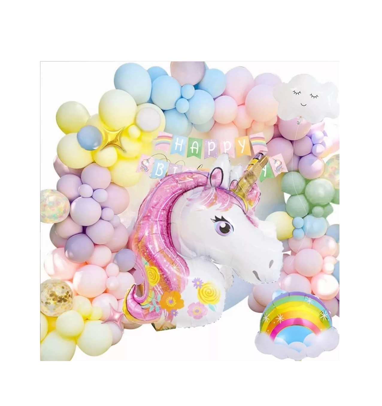 Foto 4 pulgar | Globos de Unicornio 3D para Decoración de Fiesta de Cumpleaños Belug Multicolor 57 Piezas