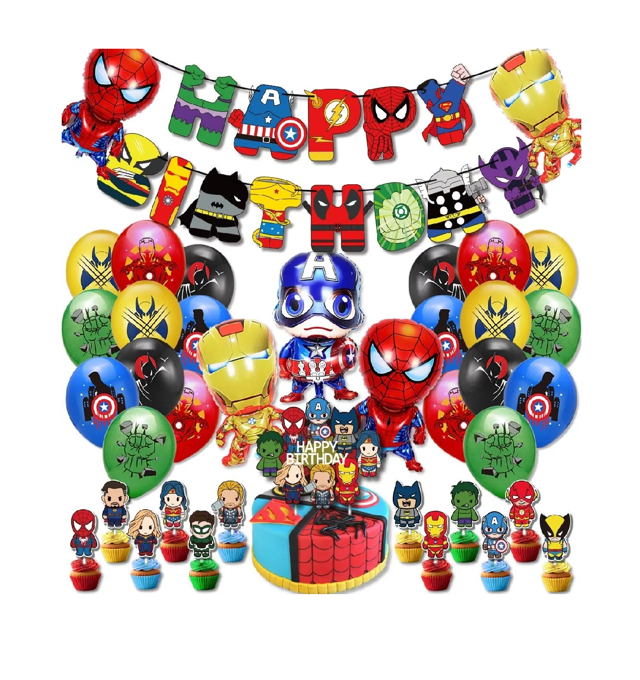 Globos de Cumpleaños Decoración de Fiesta Avengers Belug Multicolor 41 Piezas