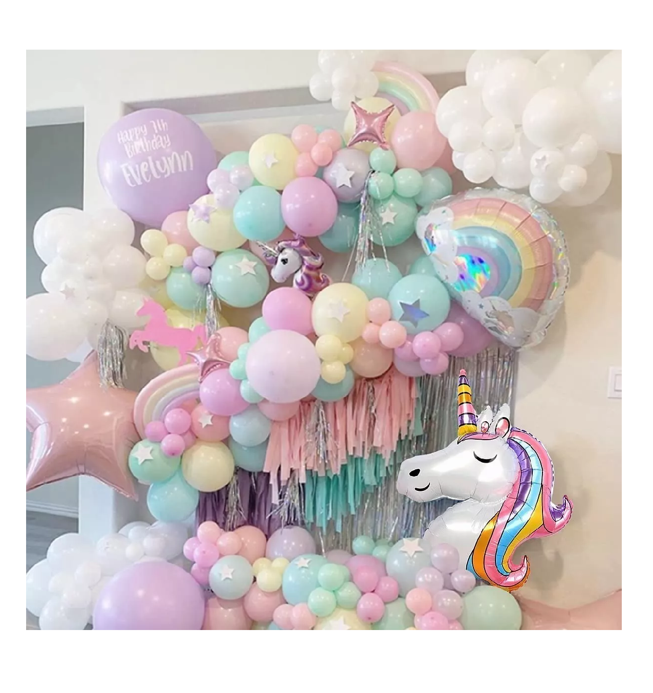 Foto 5 pulgar | Decoración de Cumpleaños de Unicornio Belug Multicolor 61 Piezas