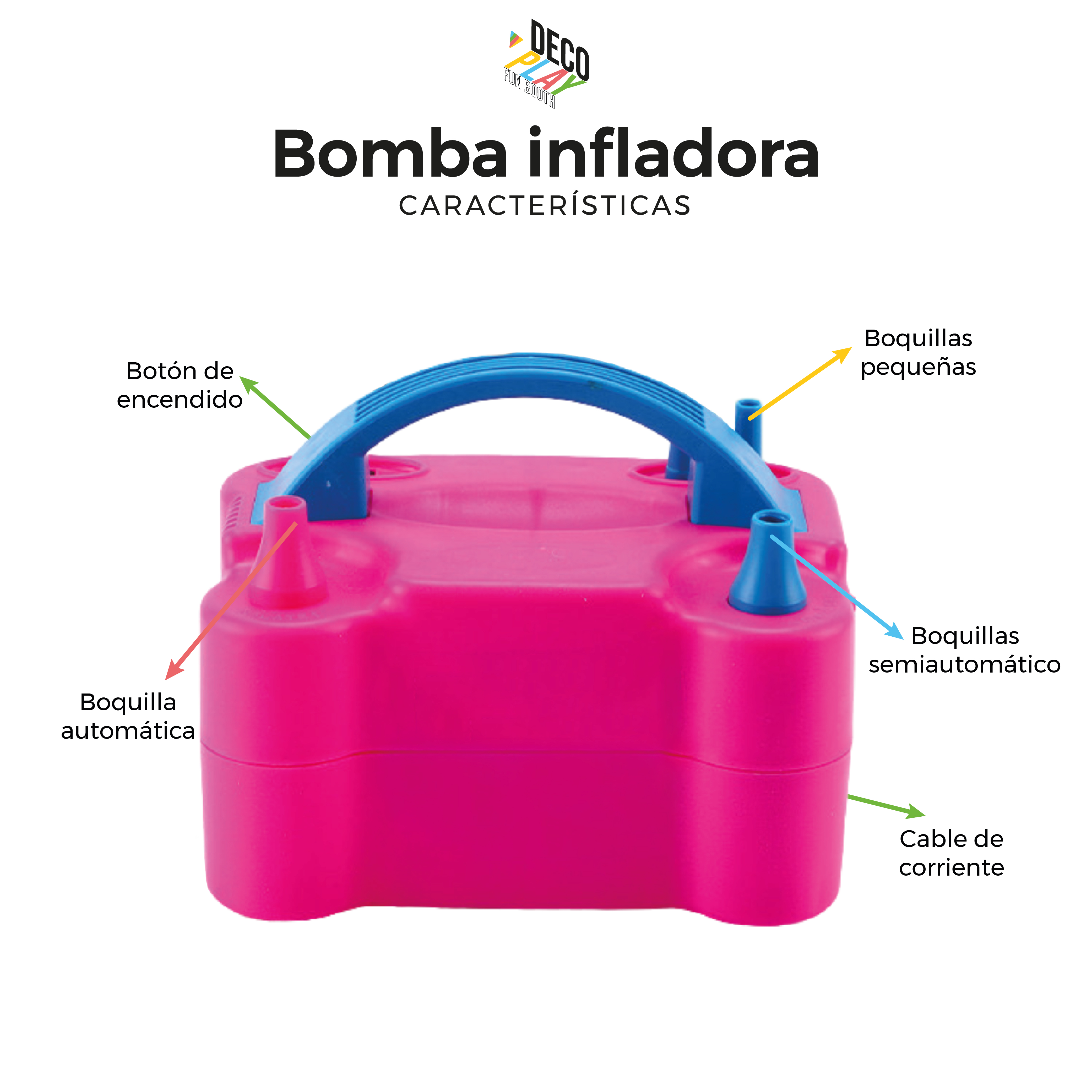 Foto 8 | Decoplay Bomba Para Inflar Globos Eléctrica Doble Inflador