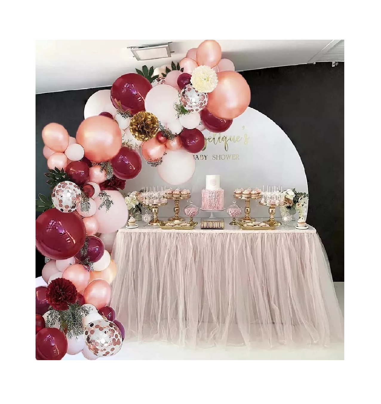 Foto 4 pulgar | Decoraciones de Cumpleaños BELUG para Mujer Decoración de Fiesta Rojo