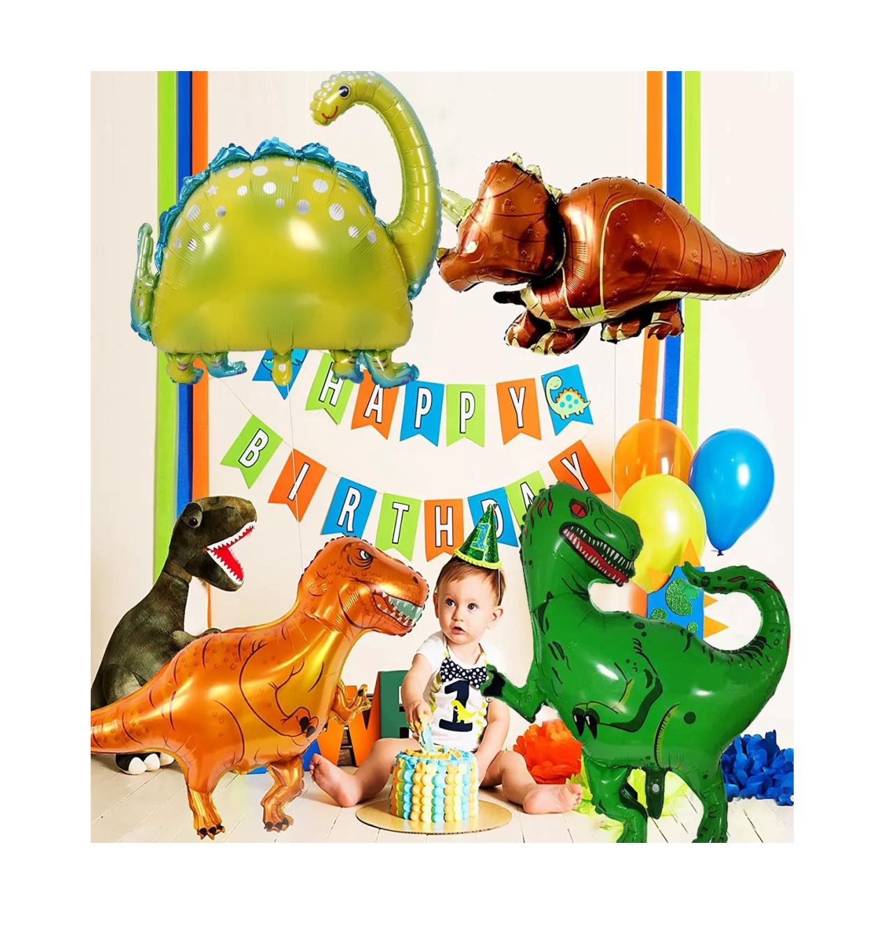 Foto 4 pulgar | 25 Globos Metálicos De Dinosaurios Decorativos Para Fiestas Dinosaurios