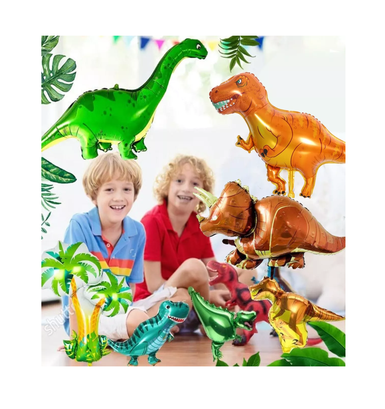 Foto 3 pulgar | 25 Globos Metálicos De Dinosaurios Decorativos Para Fiestas Dinosaurios