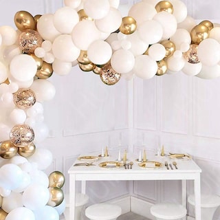 Foto 2 | Kit de Globos Linium para Decoración Blancos y Dorados 127 Piezas
