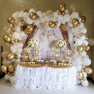 Foto 3 | Kit de Globos Linium para Decoración Blancos y Dorados 127 Piezas