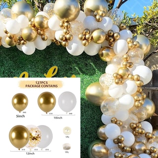 Foto 6 | Kit de Globos Linium para Decoración Blancos y Dorados 127 Piezas