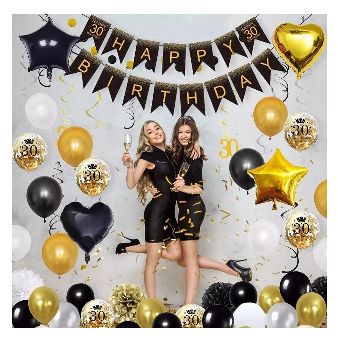 Foto 4 | Globos De Decoración De 30 Cumpleaños Aniversario Negro