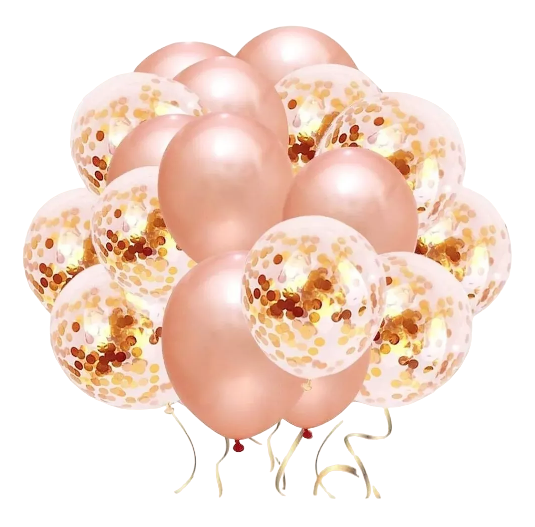 Paquete Globos Fiesta 60 Pzas Látex Decoracion Fiesta color Oro Rosa