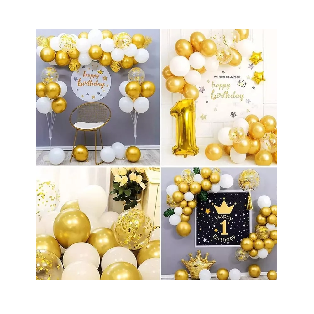 Foto 4 | Kit de 60 Globos de Látex Dorados para Decoración de Fiestas de 12"