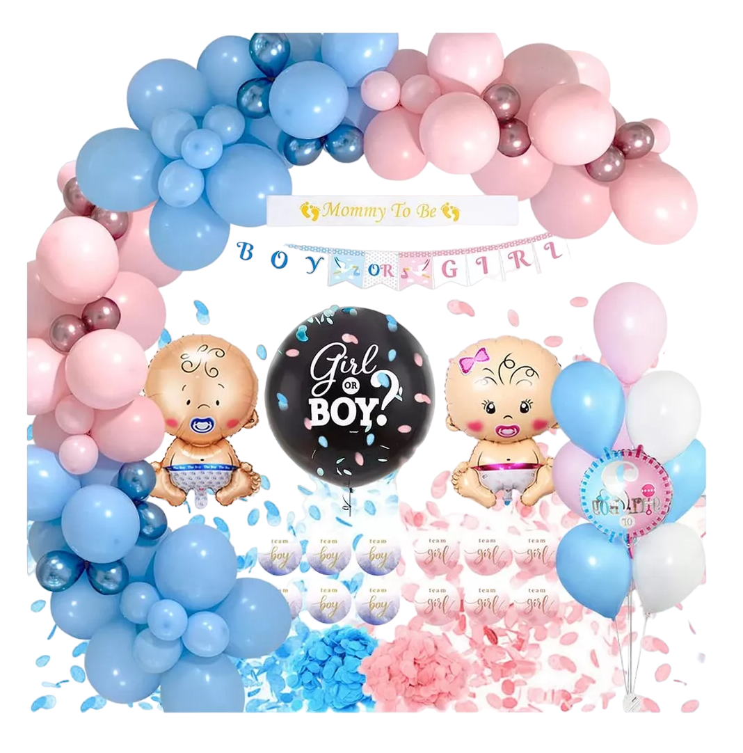 Decoración de Fiesta de Revelación de Género con Globos de Látex en Rosa y Azul