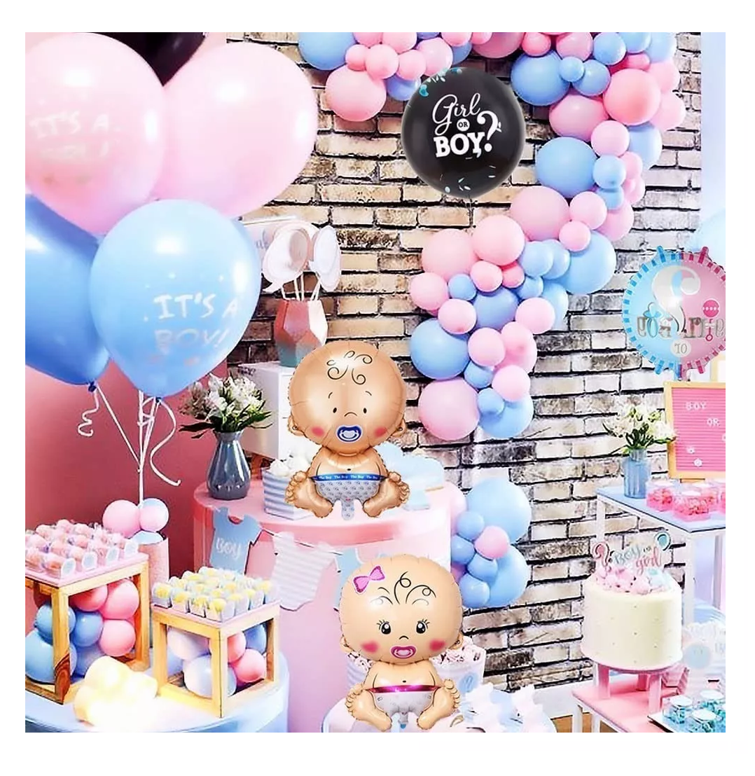 Foto 4 pulgar | Decoración de Fiesta de Revelación de Género con Globos de Látex en Rosa y Azul