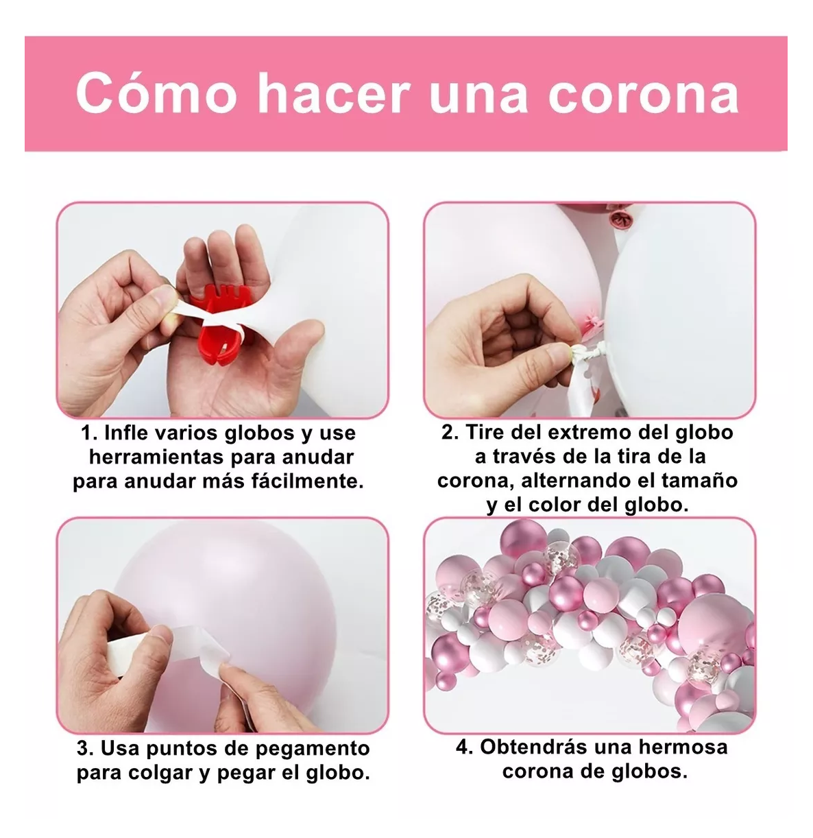 Foto 6 pulgar | Kit de Decoración con Globos para Cumpleaños Rosa