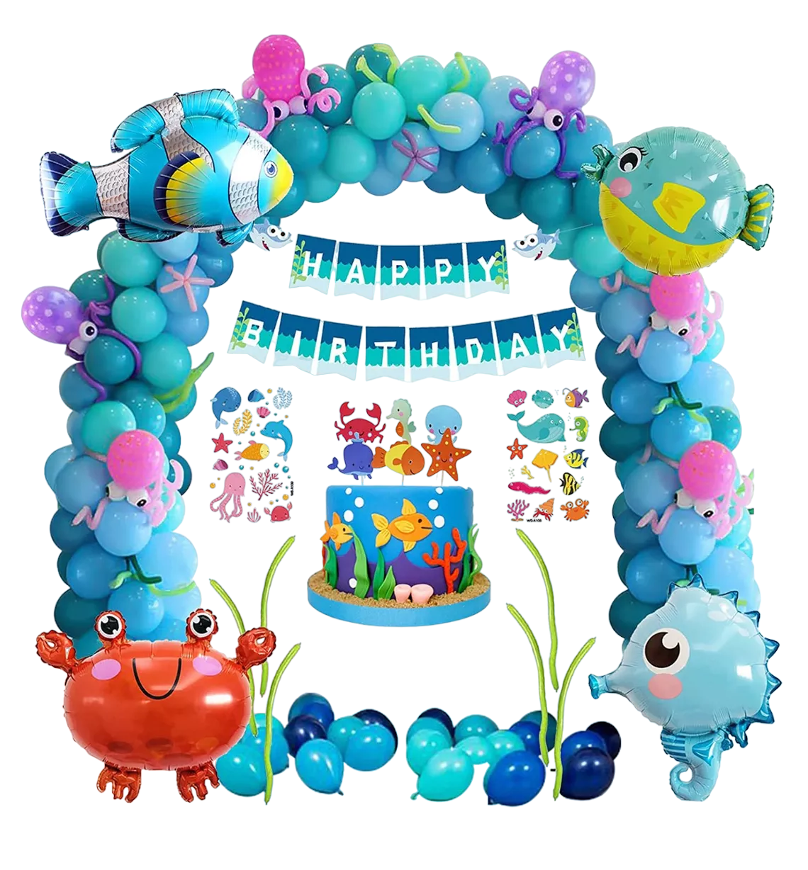 Kit de Globos para Decoración de Fiesta Temática Bajo el Mar