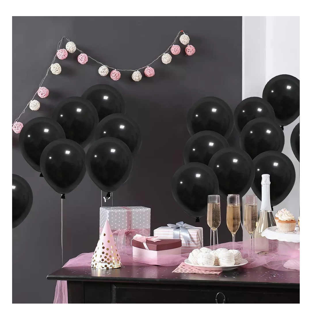 Foto 5 pulgar | Globos de Látex para Decoración 100 Piezas Negro