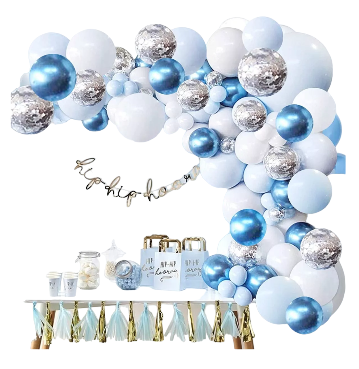 Kit de Globos para Decoración de Fiestas Glitter Confeti Azul