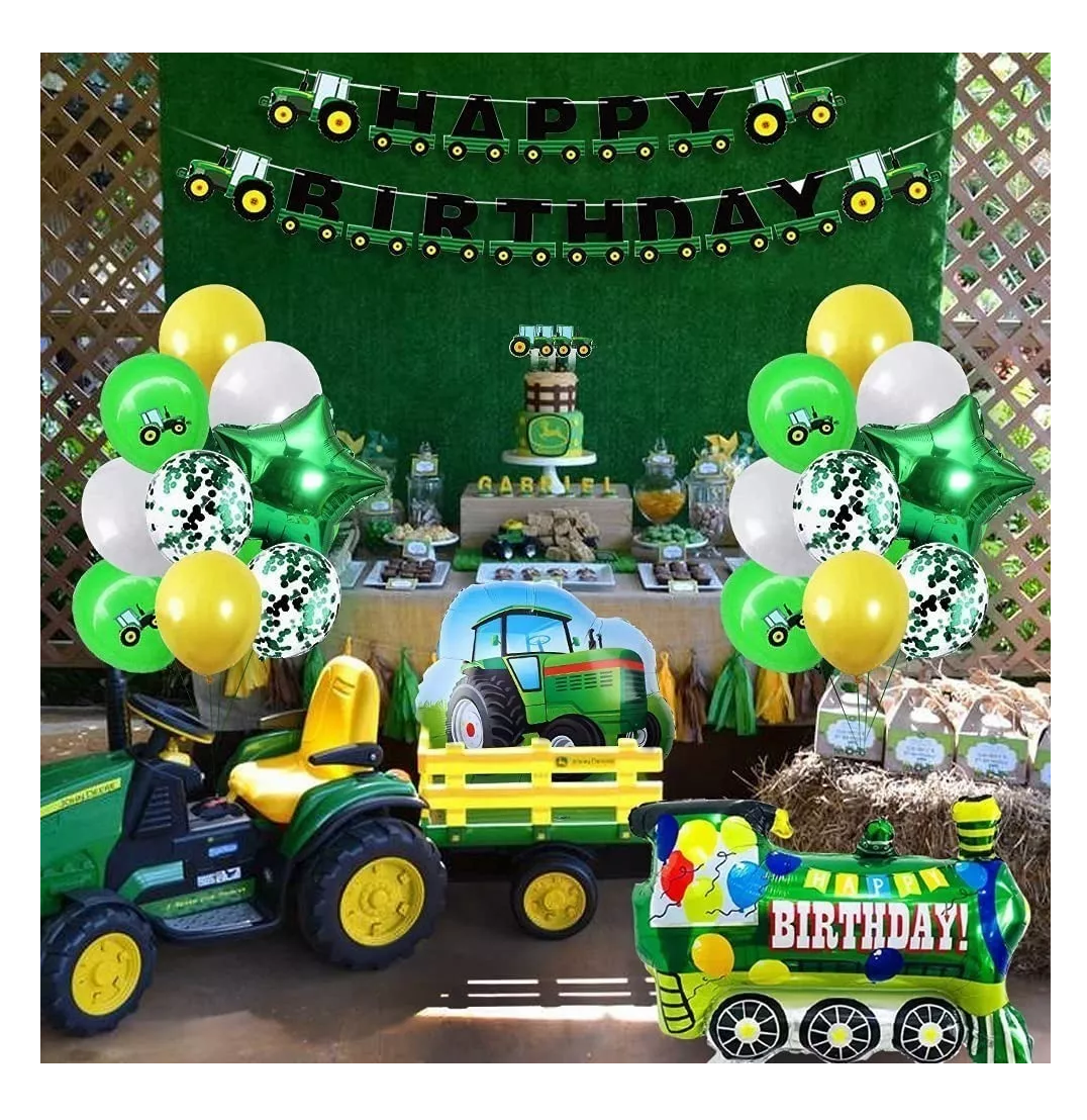 Foto 4 pulgar | Cumpleaños Decoración Tractor Niño Verde