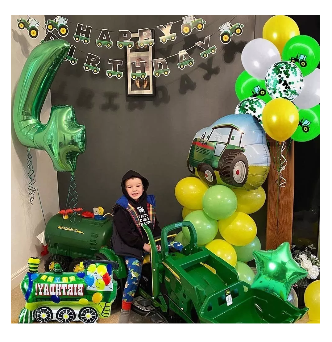 Foto 5 pulgar | Cumpleaños Decoración Tractor Niño Verde