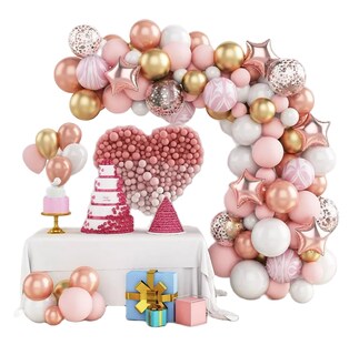 Foto 1 | Guirnalda De Globos Rosa Decoración De Arco De Cumpleaños Rosa/dorado/blanco