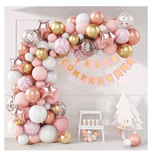 Foto 2 | Guirnalda De Globos Rosa Decoración De Arco De Cumpleaños Rosa/dorado/blanco