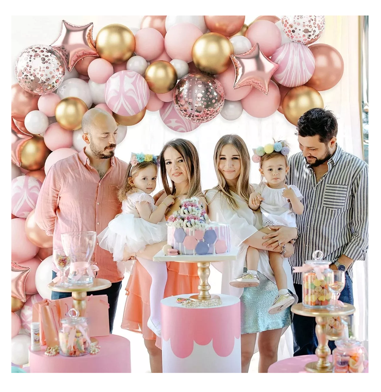 Foto 5 | Guirnalda De Globos Rosa Decoración De Arco De Cumpleaños Rosa/dorado/blanco