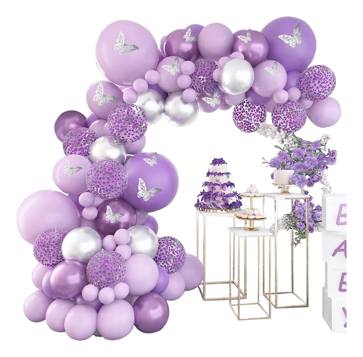 Guirnalda De Globos Mariposa Kit De Globos Para Cumpleaños, Morado