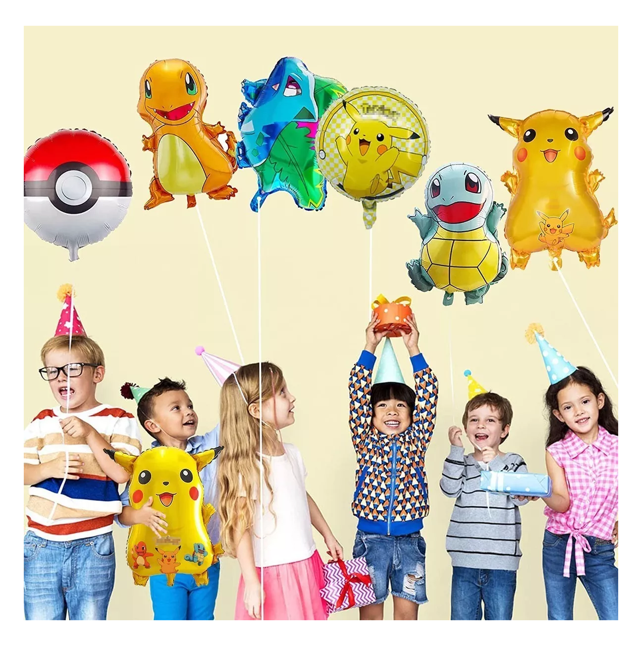 Foto 6 pulgar | Kit Fiesta Pokemon Decoracion Globos Metalicos Pikachu 7 Pcs