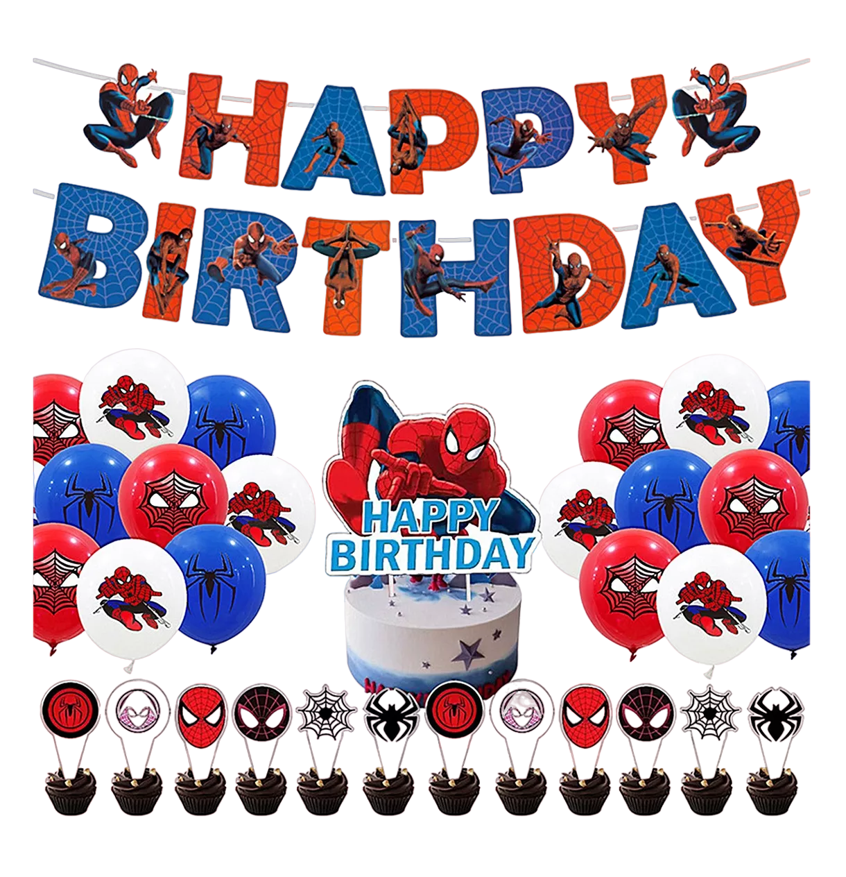 Kit De Decoraciones Para Fiesta De Cumpleaños Hombre Araña