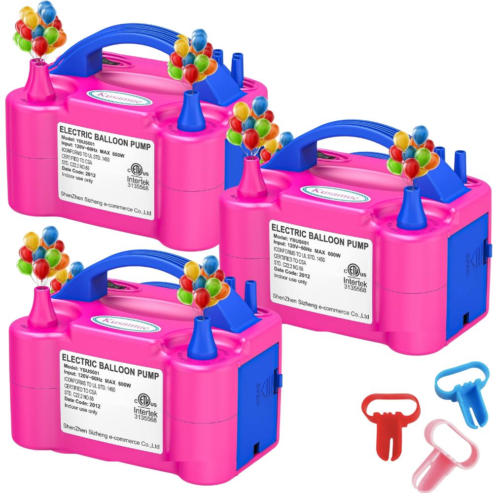 Pack de 3 Bombas de Aire para Inflar Globos con Máquina Eléctrica - Color Rosa