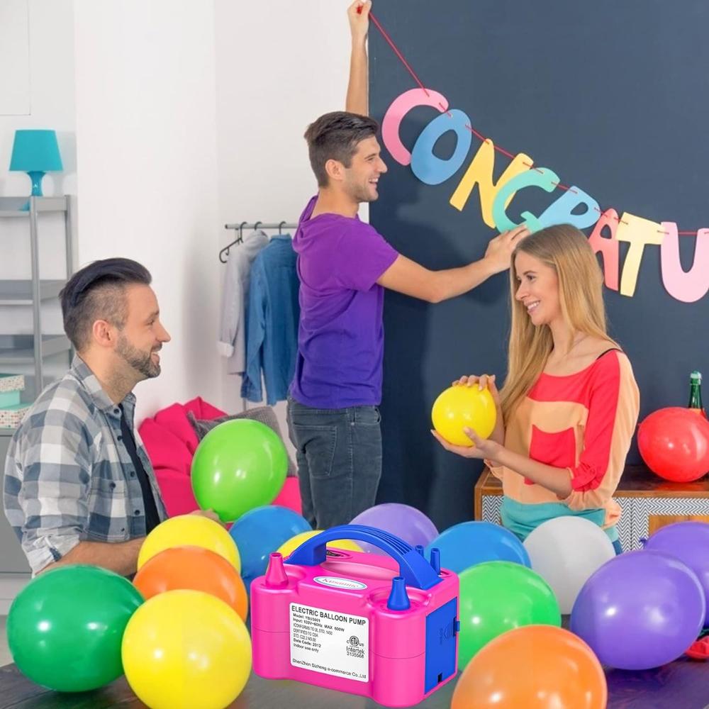 Foto 7 | Pack de 3 Bombas de Aire para Inflar Globos con Máquina Eléctrica - Color Rosa