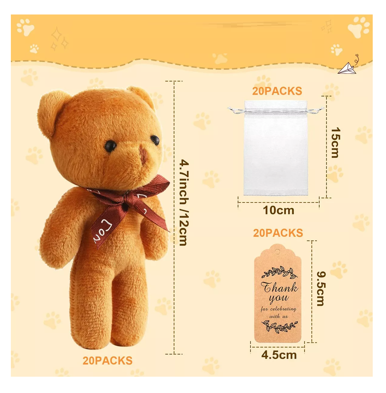 Foto 4 pulgar | Osos de Peluche de Regalo para Decoración 60 Piezas