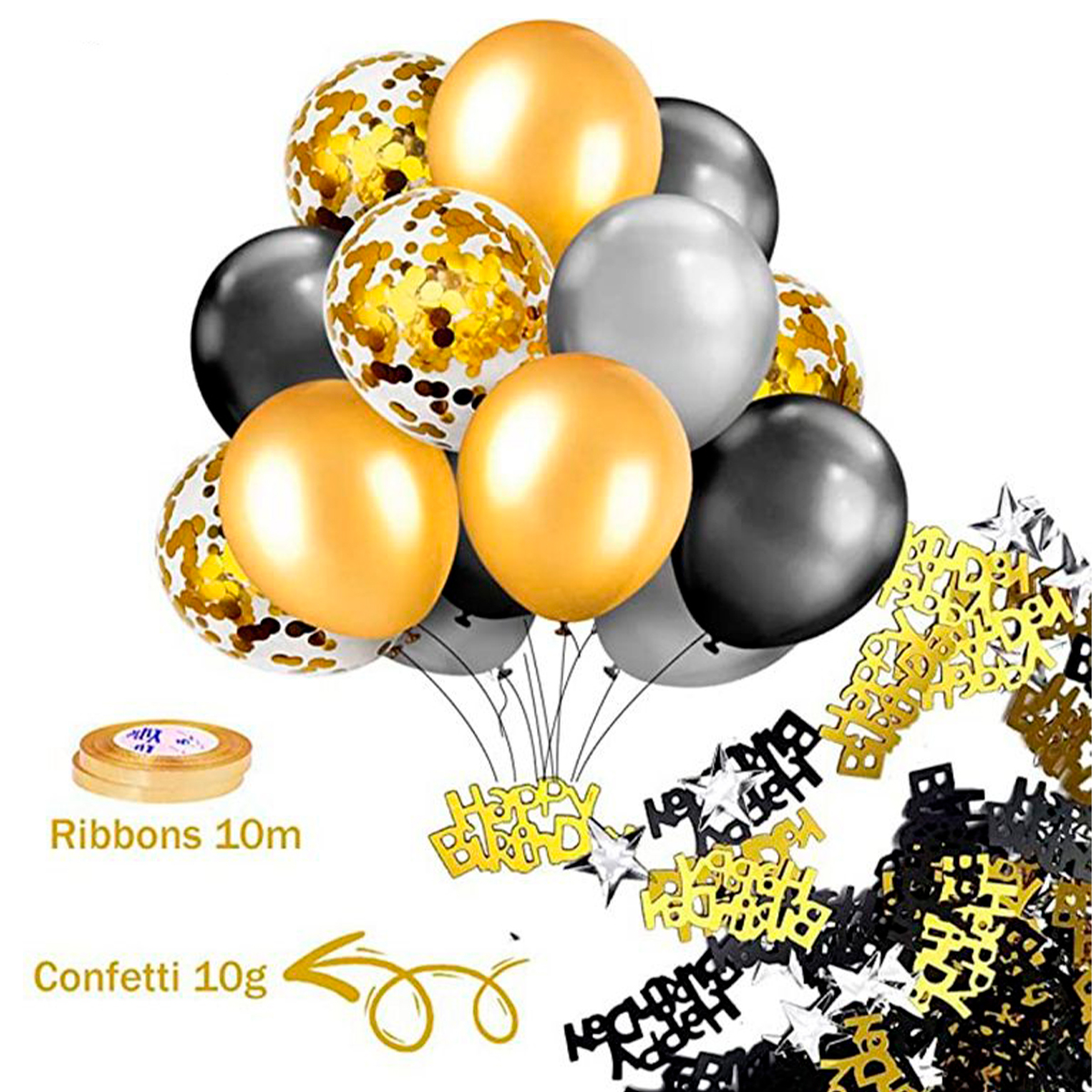 Foto 4 pulgar | Globos Guirnalda Linium para Decoración Negro y Dorado