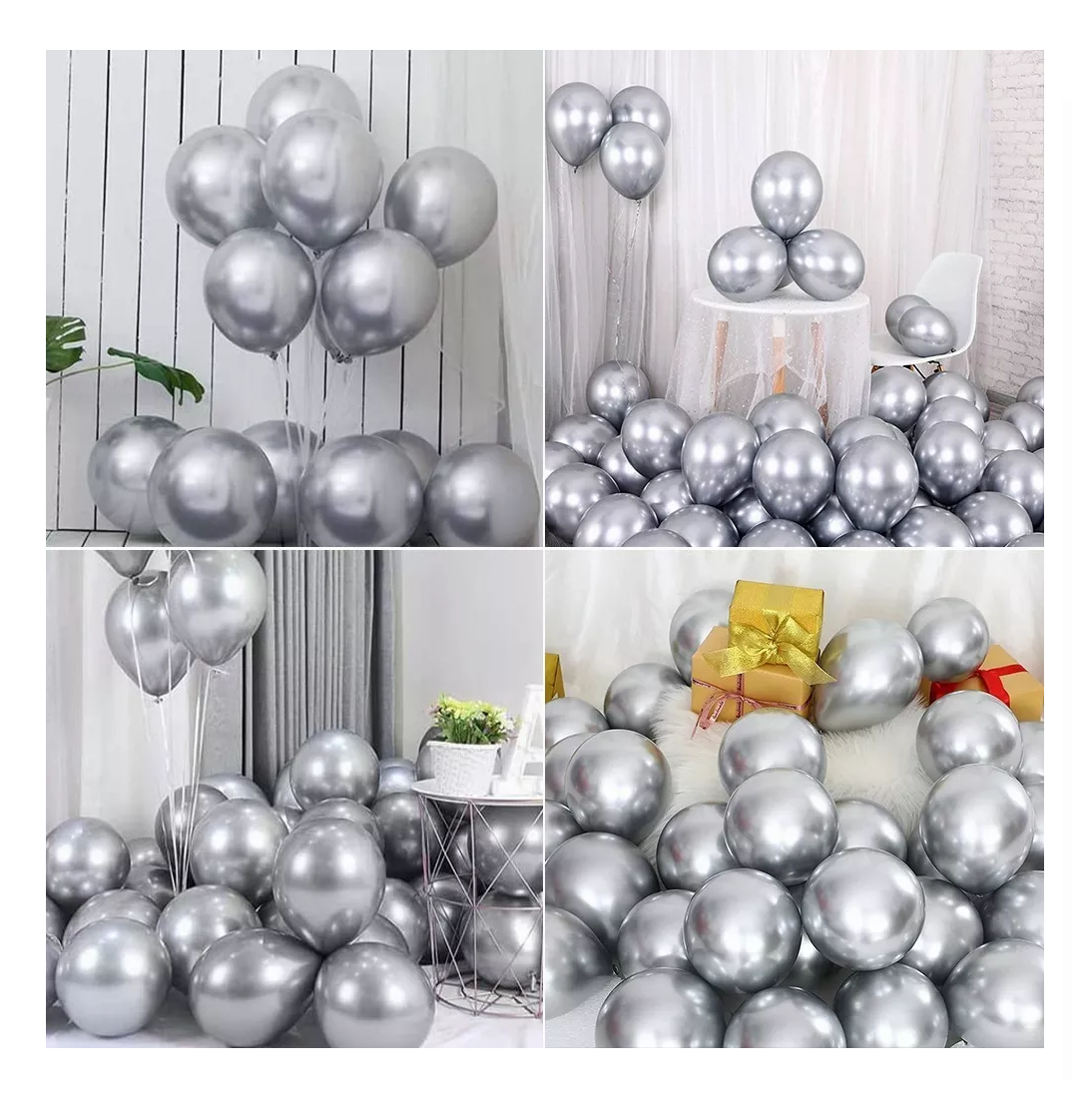 Foto 5 pulgar | Globos de Látex para Bodas 50 Piezas Plata