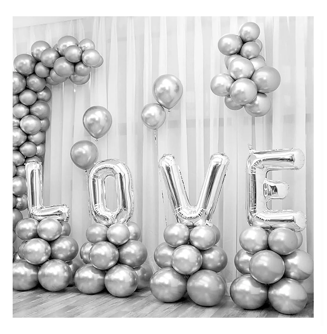 Foto 5 | Globos de Látex para Bodas 50 Piezas Plata