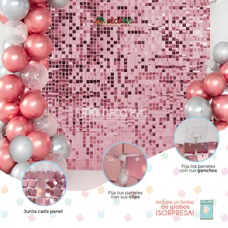 Foto 4 | Panel Decorativo 4d Eco Shimmer Wall 24pz 30*30cm Lentejuela (Cherry)