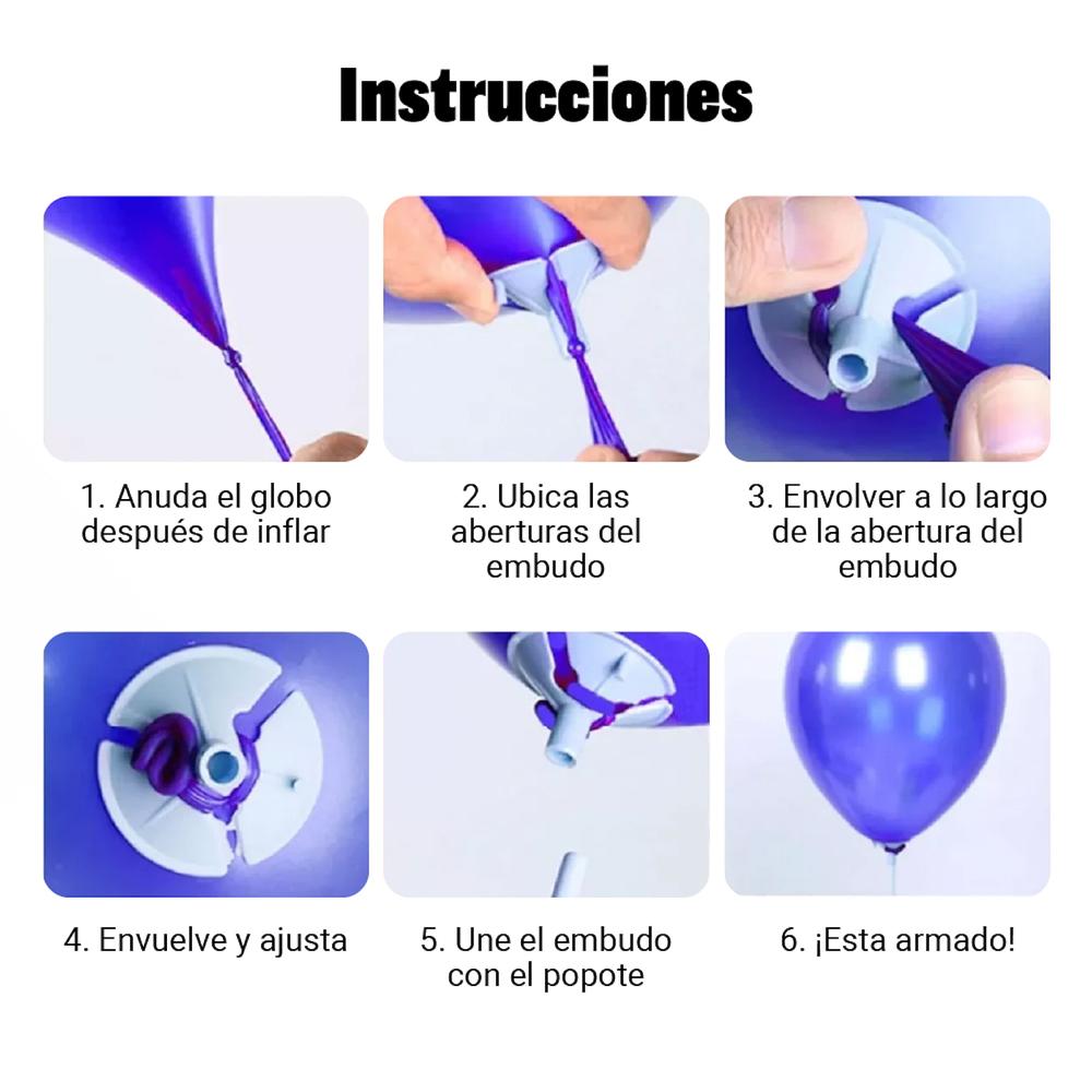 Foto 7 pulgar | Porta Globos Paquete Con 200 Copas Y 200 Varas De 40 Cm