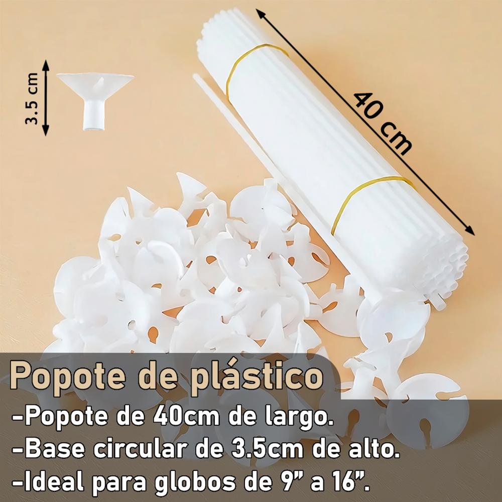 Foto 8 pulgar | Porta Globos Paquete Con 200 Copas Y 200 Varas De 40 Cm
