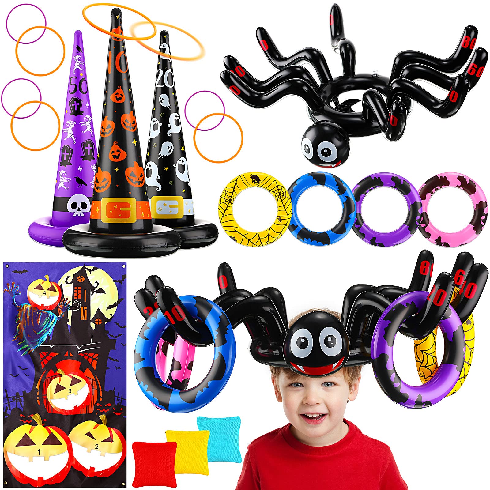 Set De Juego Halloween Toss Skylety Con Sombrero Inflable De Bruja Y Araña - Venta Internacional. $927