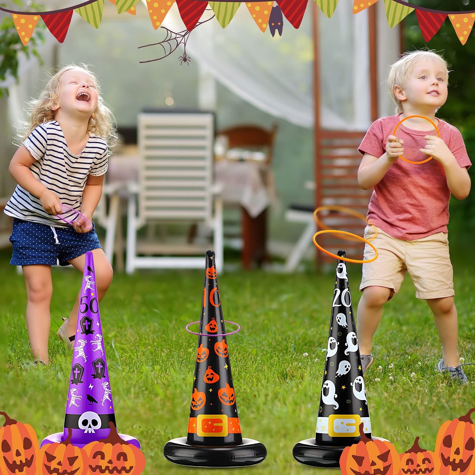 Foto 6 | Set De Juego Halloween Toss Skylety Con Sombrero Inflable De Bruja Y Araña - Venta Internacional.