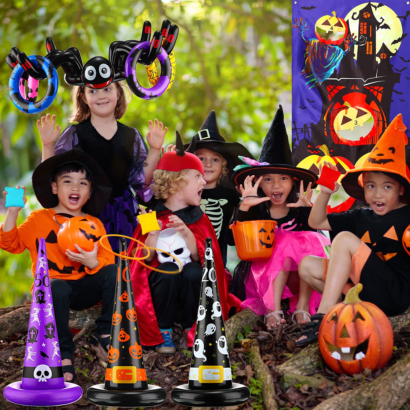 Foto 8 pulgar | Set De Juego Halloween Toss Skylety Con Sombrero Inflable De Bruja Y Araña - Venta Internacional.