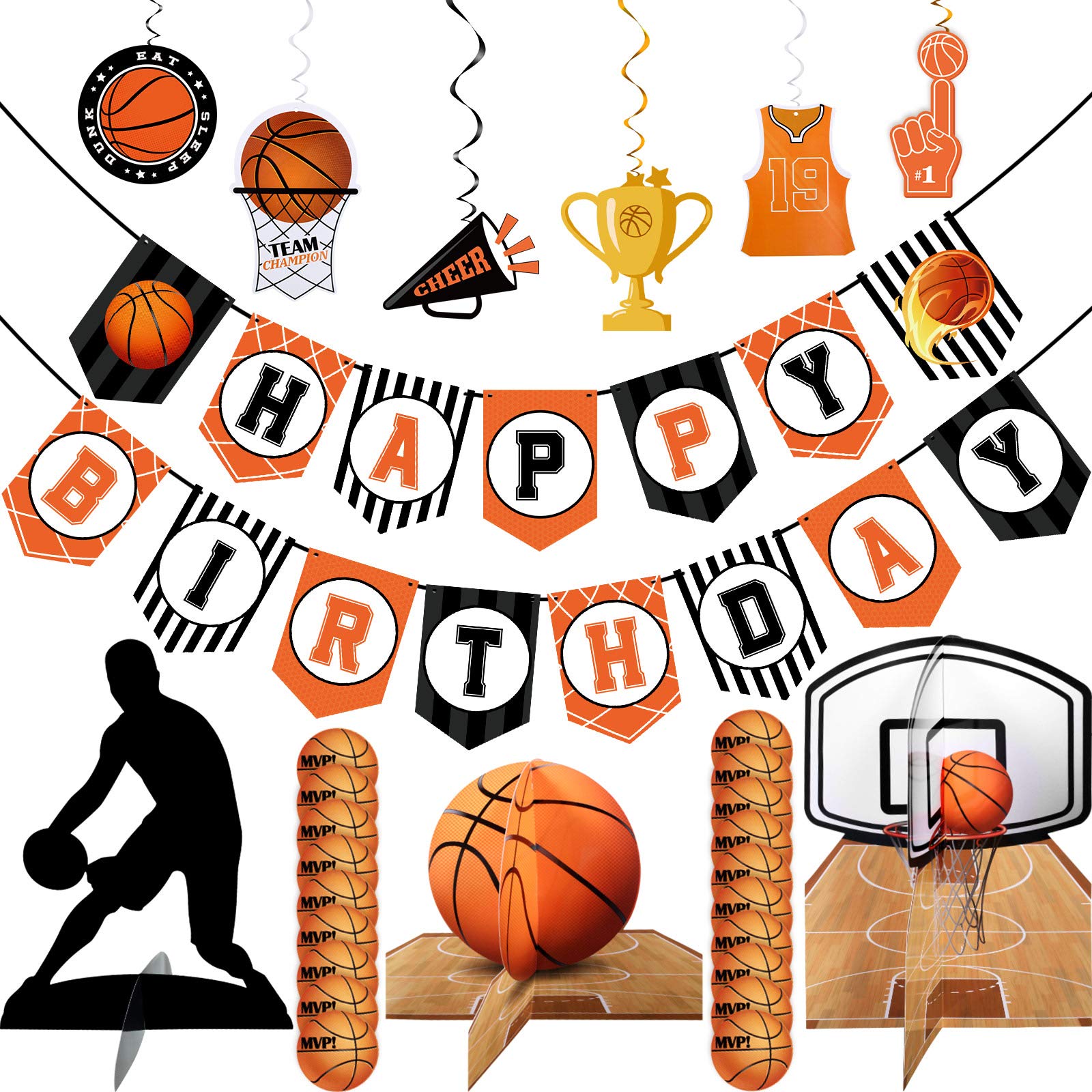 Foto 2 pulgar | Decoraciones De Fiesta Skylety Basketball Happy Birthday, 26 Unidades - Venta Internacional.