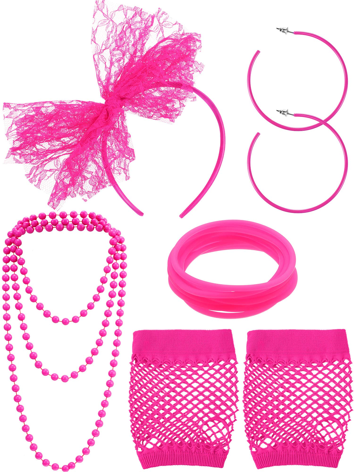 Set De Accesorios Para Disfraz Blulu De Los 80 Para Mujer (rosa Roja) - Venta Internacional.