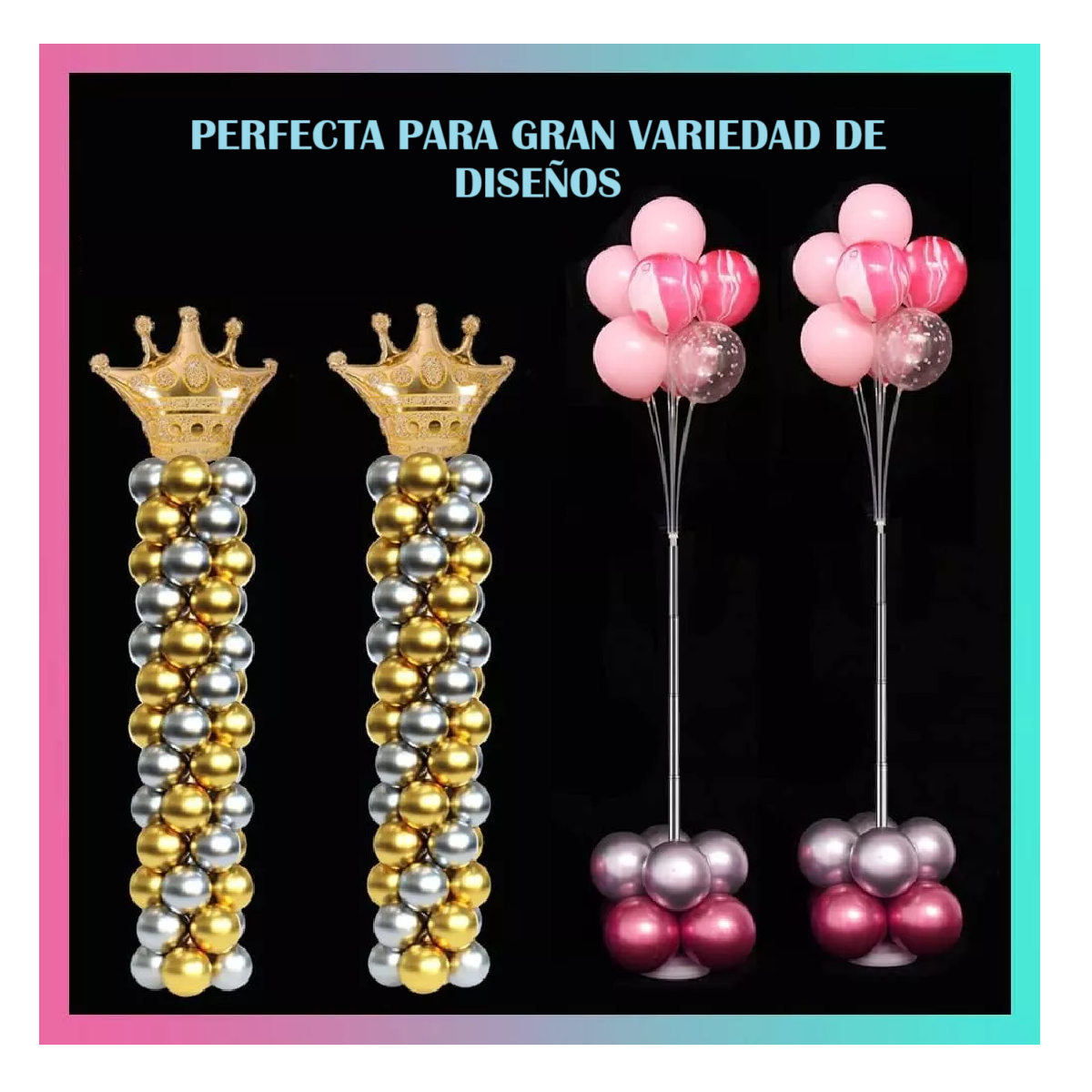 Foto 4 pulgar | Kit De Columna Metal Con Base Para Globos, 2 Piezas Blanco