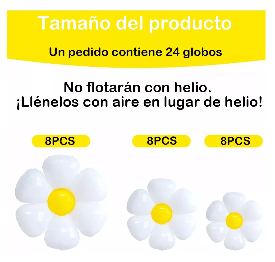 Foto 3 pulgar | Globos Metálicos Con Forma De Flor De Margarita, 24 Unidades Blanco