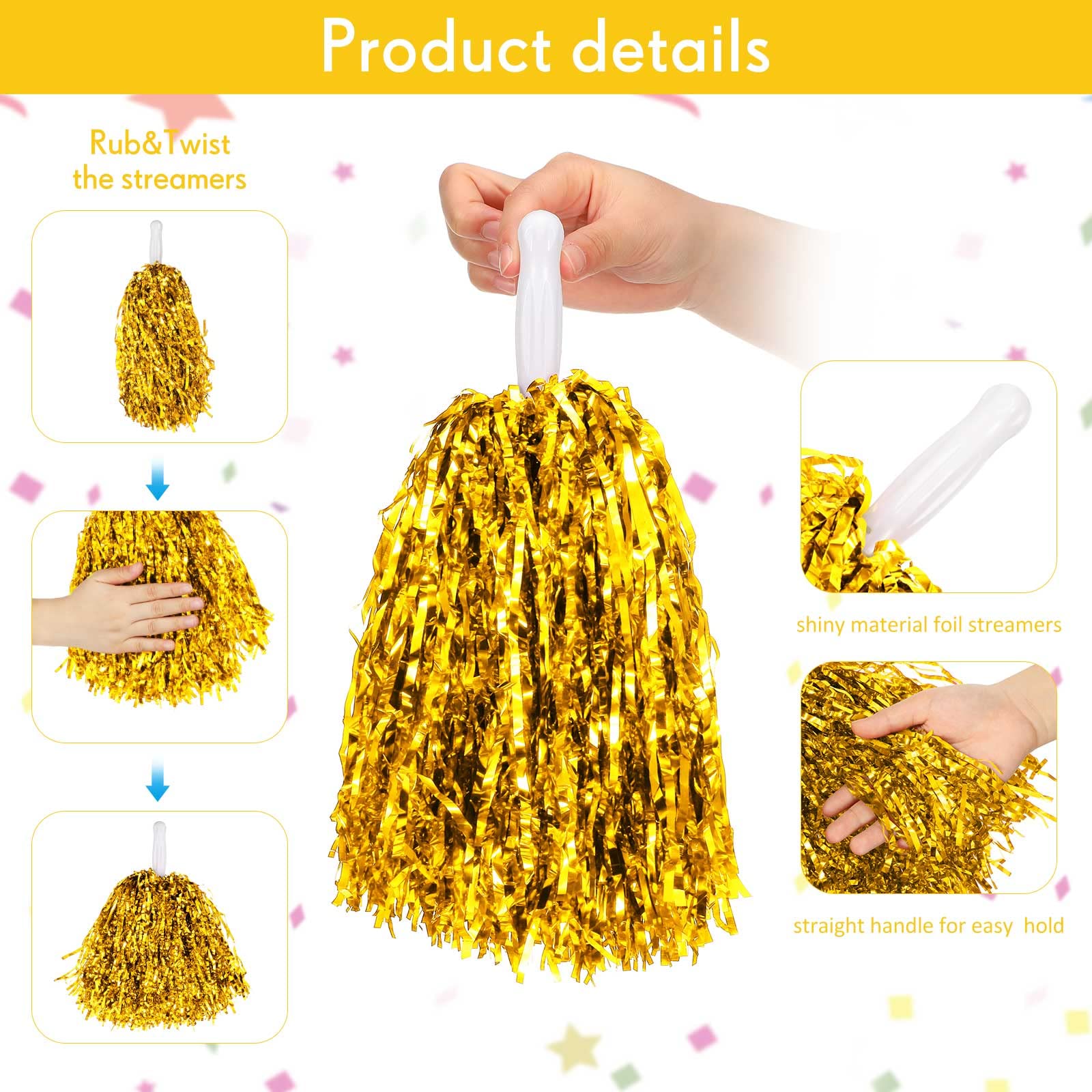 Foto 5 pulgar | Lámina Metálica Jerify De Cheerleading Poms, 60 Unidades, Color Dorado - Venta Internacional.