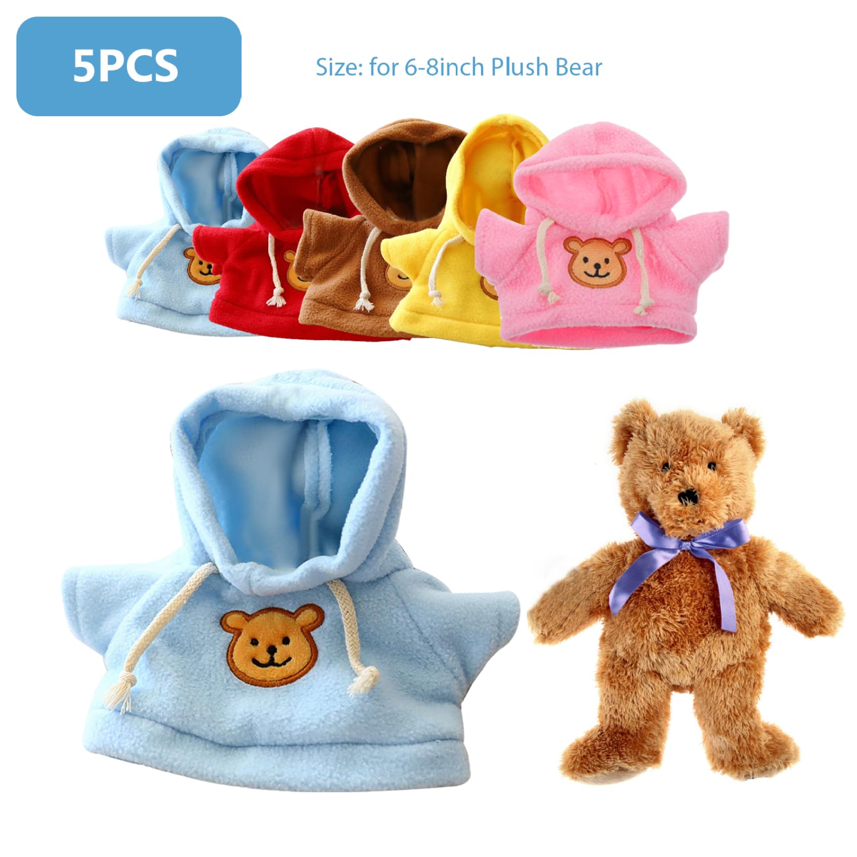 Foto 6 pulgar | Sudadera Con Capucha Para Osos De 15 A 20 Cm, 5 Unidades - Venta Internacional.